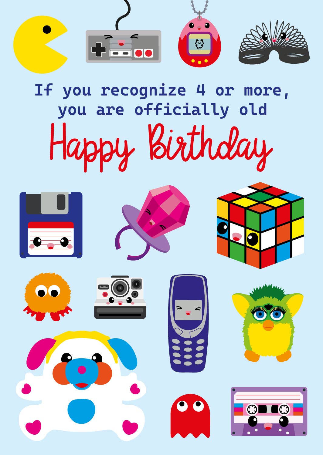 Retro grattiskort 80- och 90-tal – Roligt födelsedagskort med nostalgi!