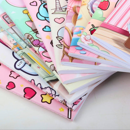 Kawaii anteckningsbok med djurmotiv – 80 sidor, 14x21 cm