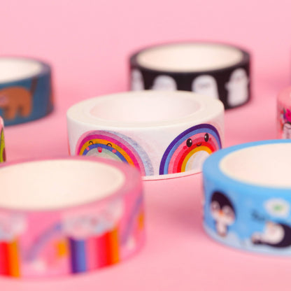 Washi-tejp med regnbågsdesign