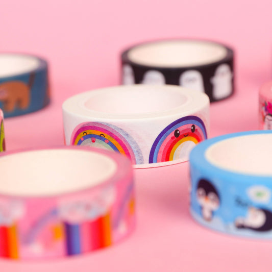 Washi-tejp med regnbågsdesign