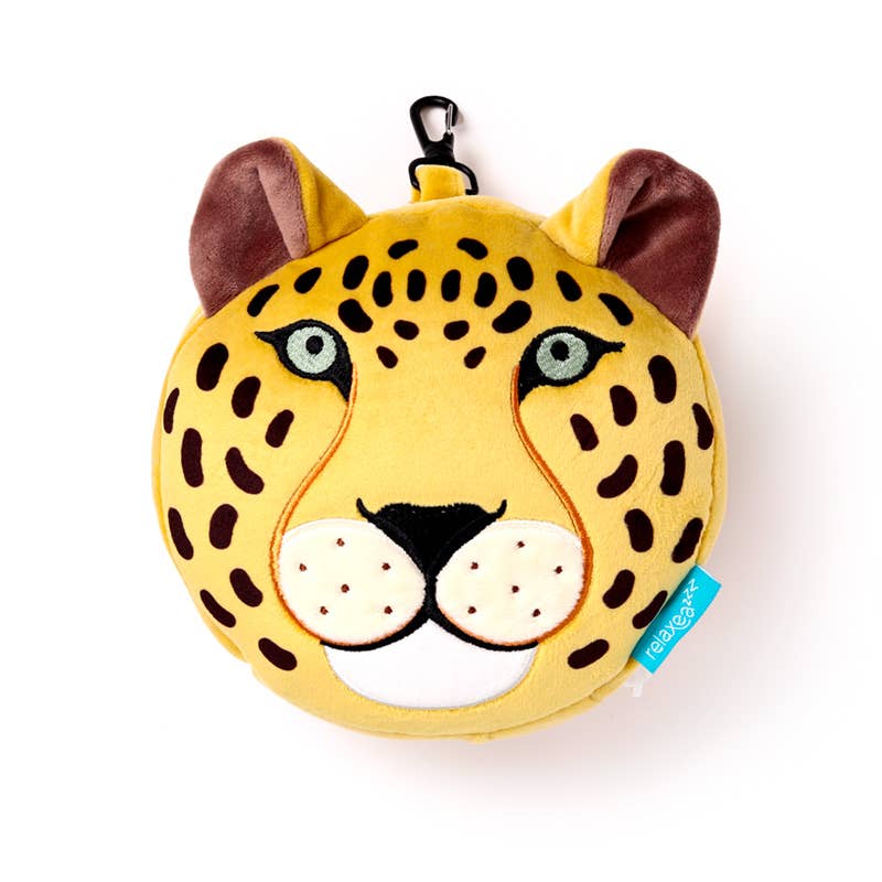 Relaxeazzz Leopard Round Plush Resekudde & Ögonmask