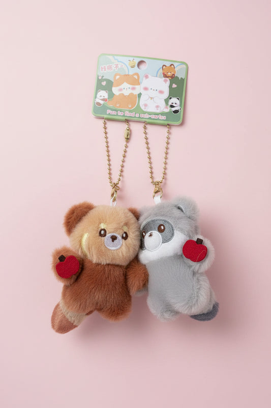 Magnetisk Nyckelring Kawaii - Röd panda och tvättbjörn med Magneter