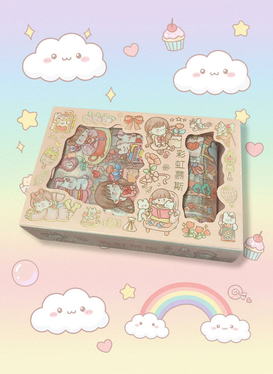 Kawaii Pysselset Rosa – Stickers & Tejp för Stationery och Dekoration