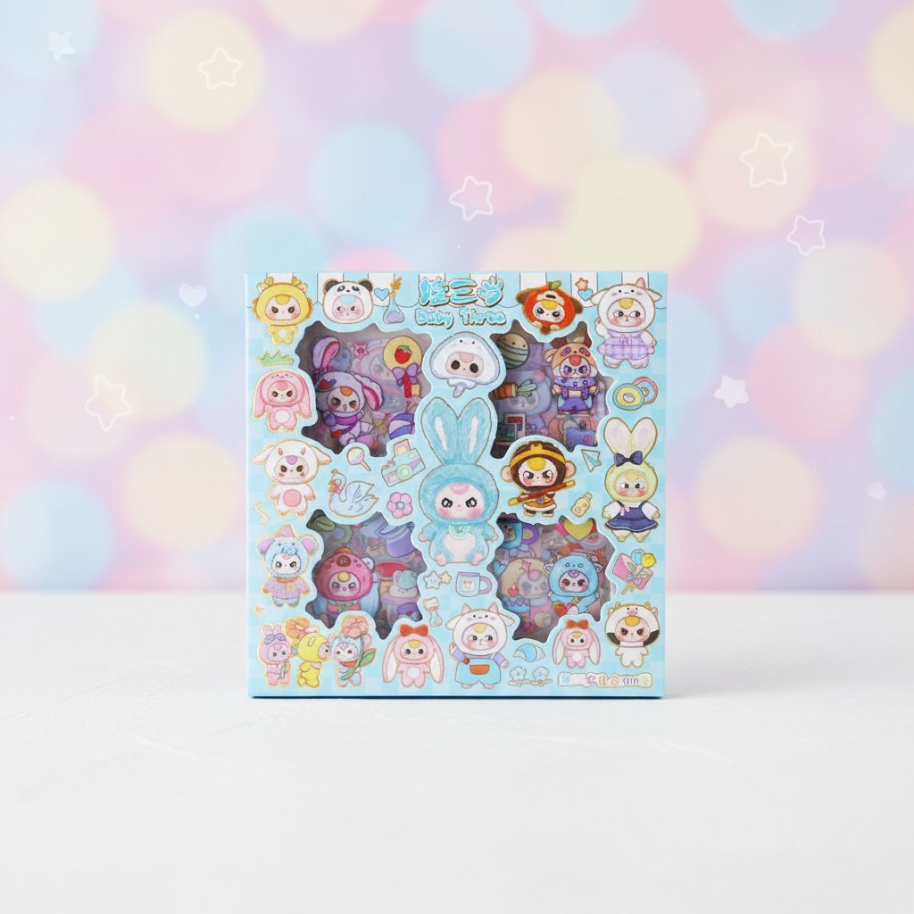 AI Generated Creative - 100-pack Baby Blå Kawaii Stickers - Perfekt för Anime Dekoration & Personlig Stil
