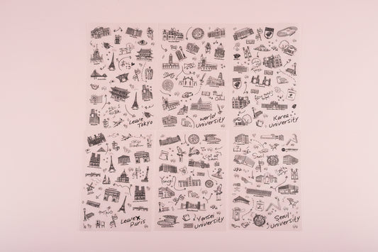 Sticker-set med Japanska resmål- 6 ark kawaii stickers för pyssel och dekoration