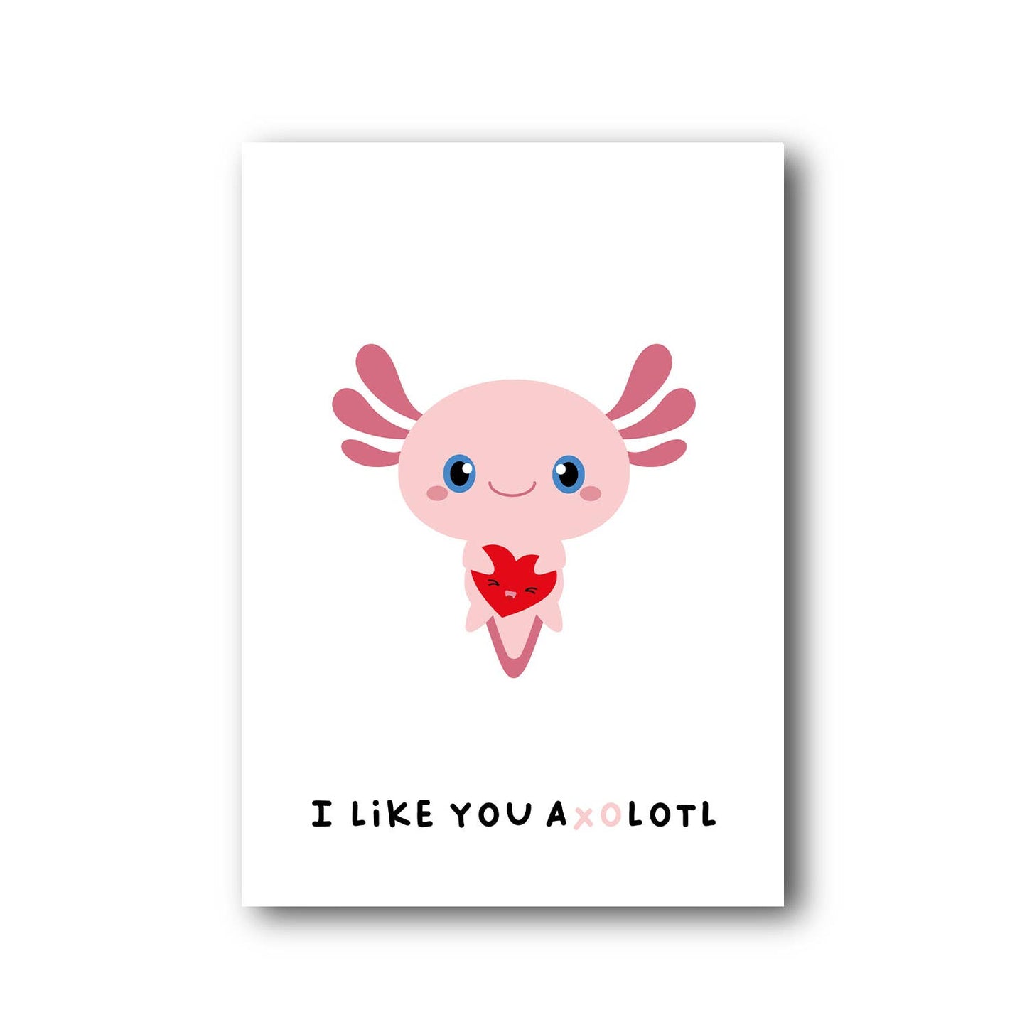 Vykort jag gillar dig mycket med en söt Axolotl