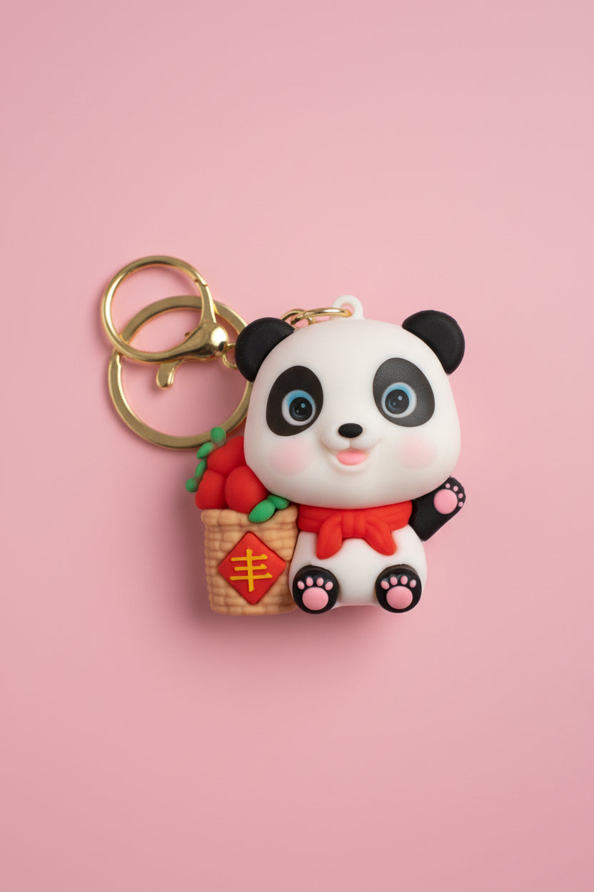 Söt Panda Nyckelring - Korg