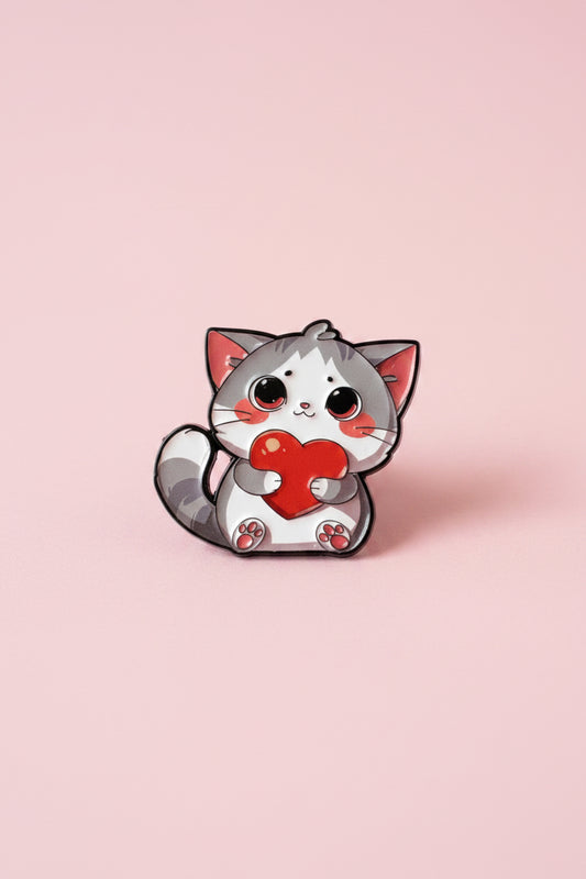 Pin - Katt med hjärta