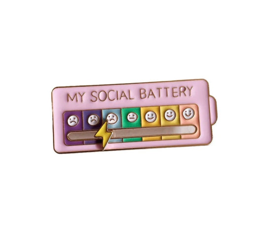 Brosch ”My social battery” (rosa)