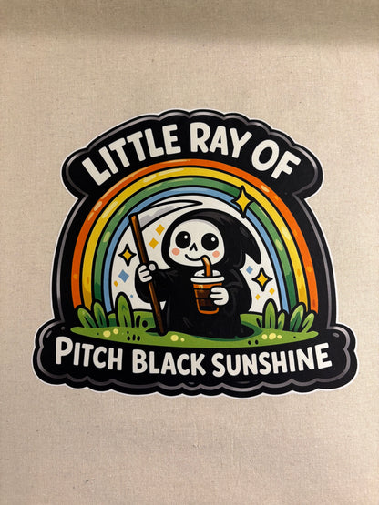 Little ray of pitch black sunshine återanvändbar tygväska