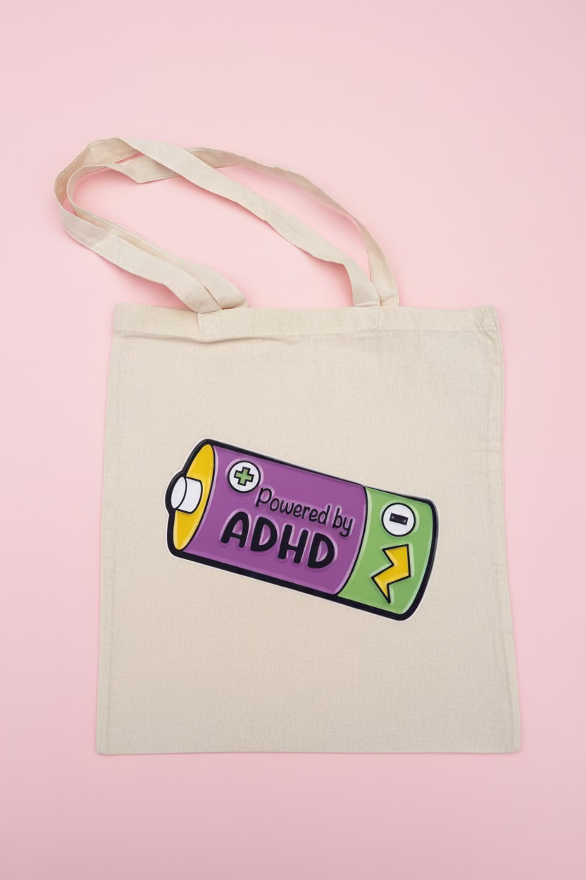Tygväska "Powered by ADHD"