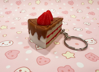 Söt Tårta Nyckelring Fidget - Jordgubbar & Clicker för Kawaii-älskare