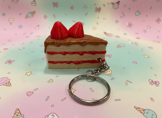 Söt Tårta Nyckelring Fidget - Jordgubbar & Clicker för Kawaii-älskare