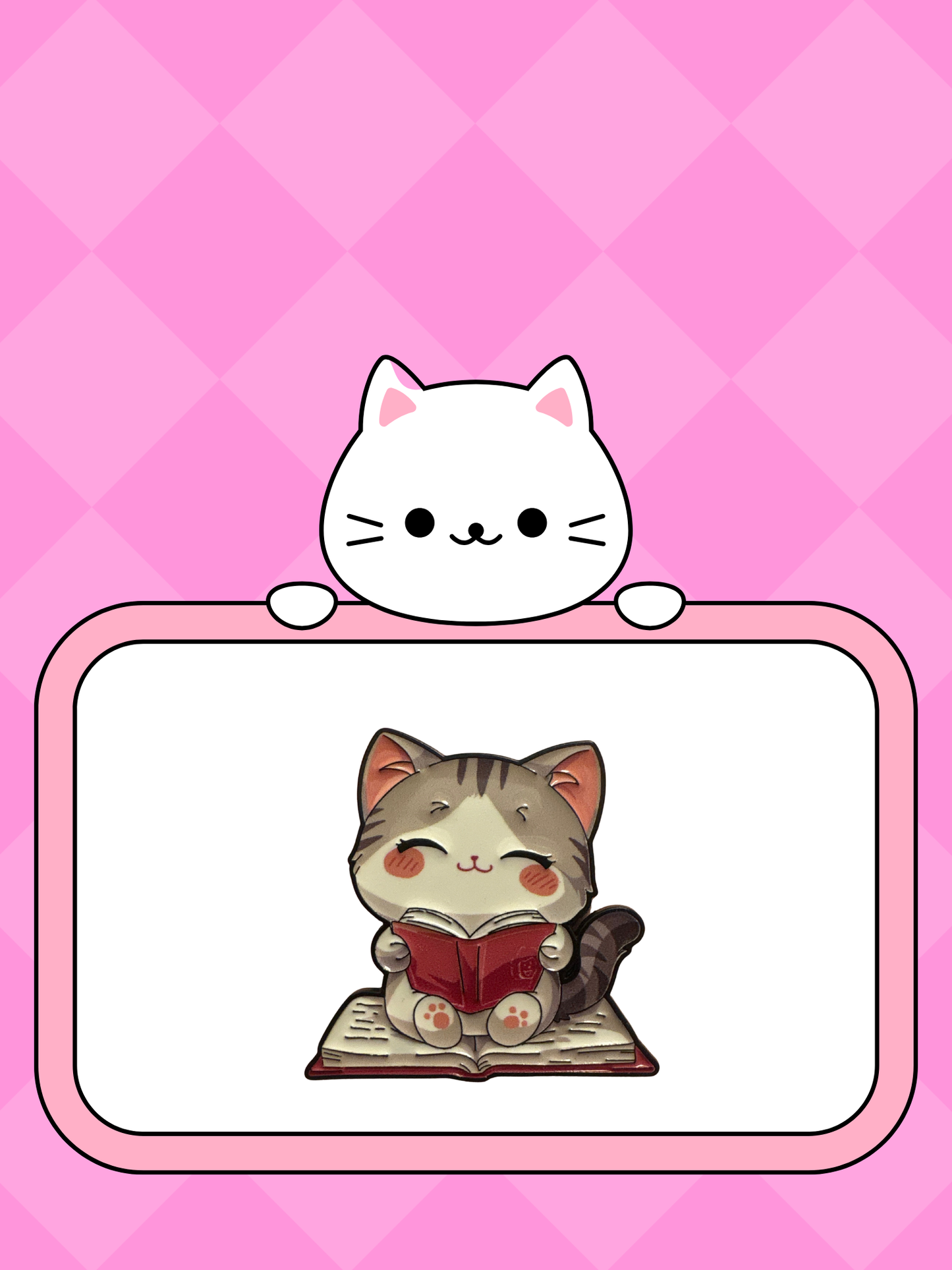 Katt med bok -Pin