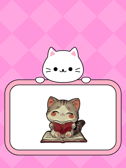 Katt med bok -Pin
