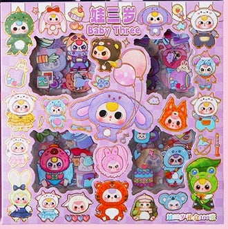 100-pack Baby Lila Kawaii Stickers - Perfekt för Anime Dekoration & Personlig Stil