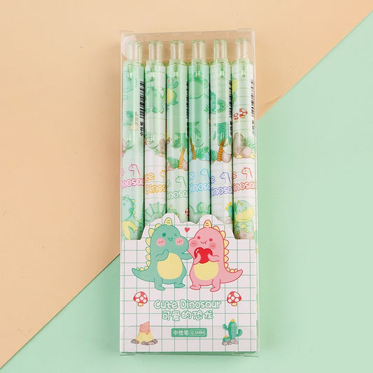 Dinosaurie Penn-set 6-pack - Söta Kawaii Pennor för Anteckningar & Kreativitet