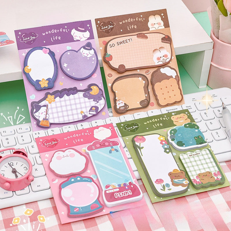 Kawaii Postitblock 3-pack - Sött Anteckningsset