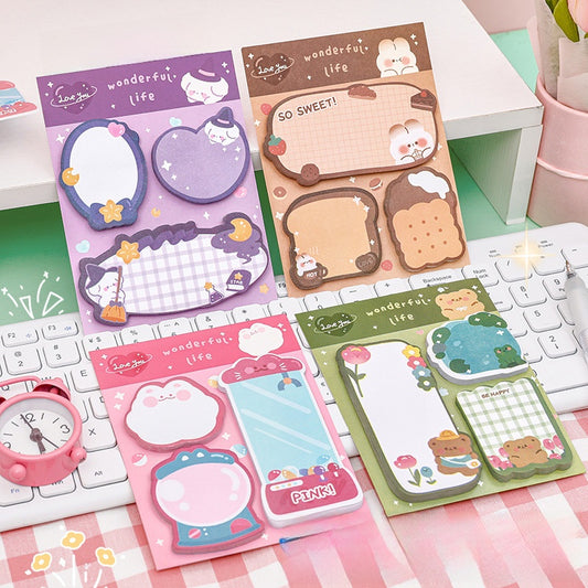 Kawaii Postitblock 3-pack - Sött Anteckningsset