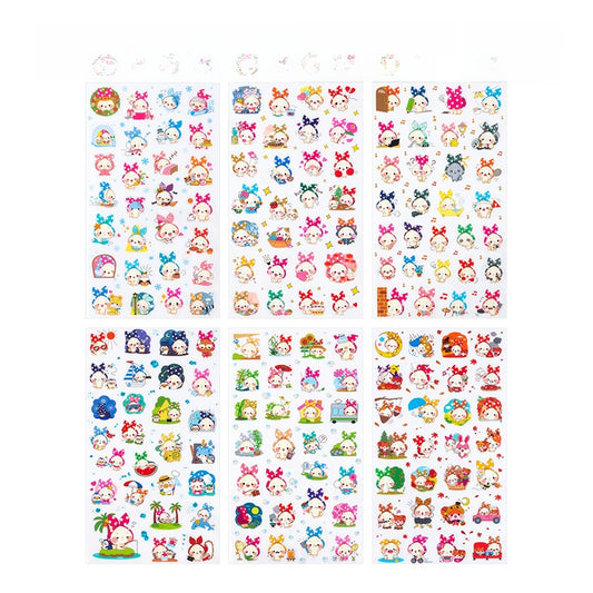 Kawaii Klistermärken Kanin - Sticker-Set 6 Ark för Pyssel & Dekoration