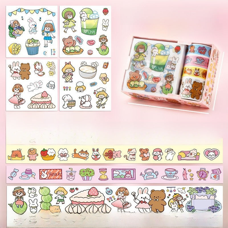 Pysselset kawaii Rosa - Washitejp & stickers för scrapbooking, dekoration & DIY