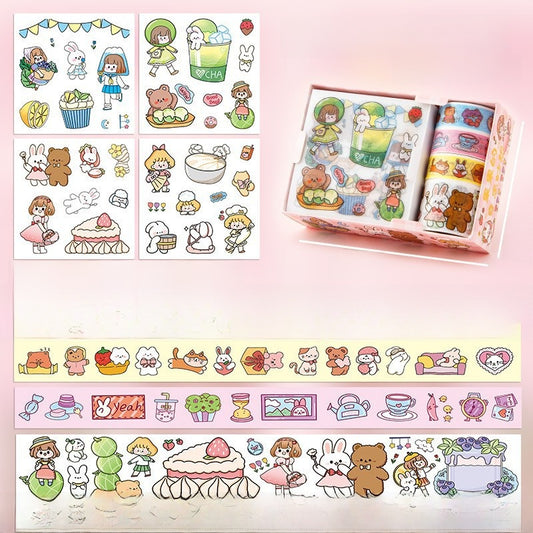 Pysselset kawaii Rosa - Washitejp & stickers för scrapbooking, dekoration & DIY