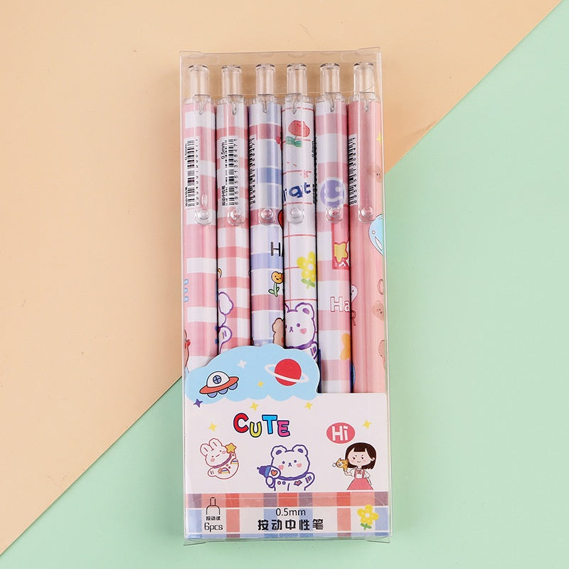 Kawaii Penn-set 6 st - Söta Björnpennor för Skola & Kontor