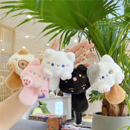 Söt kattnyckelring med plysch och pipsvans -  kawaii accessoar