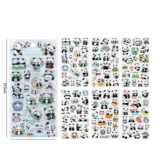 Kawaii Stickerset Panda - 6 Ark Söta Stickers för Pyssel & Dekoration