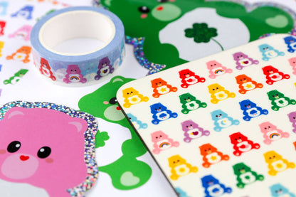Glittrigt Care Bear Klistermärke - Kawaii Dekal för Laptop & Vattenflaska