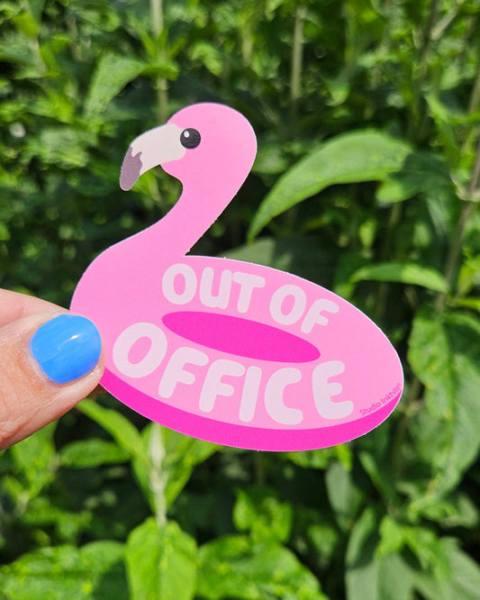 Klistermärke ”Out of Office” Flamingo