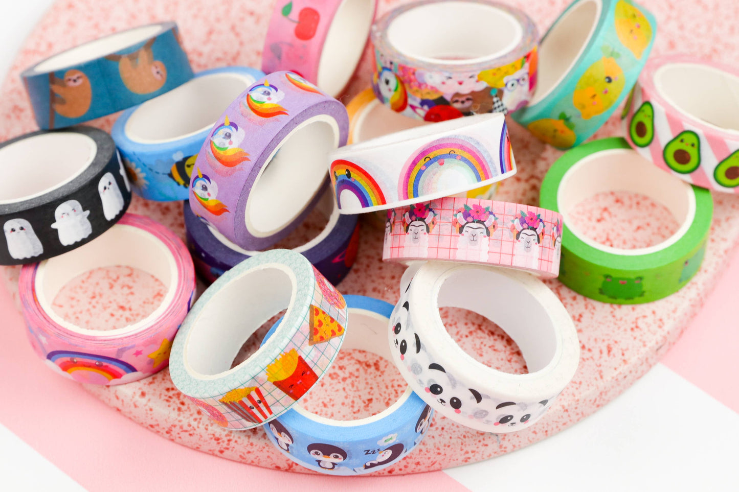Washi-tejp med regnbågsdesign