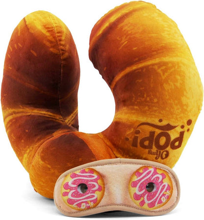 Croissant nackkudde med sömnmask – mjuk och bekväm för resor