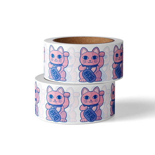 Washi Tape Lucky Cat Maneki Neko 15mm x 10m – Japansk Kawaii Tejp för Scrapbooking