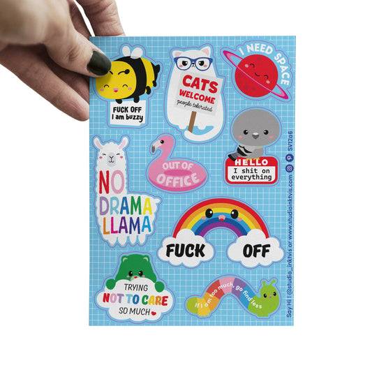 Söta och kaxiga klistermärken från No Drama Llama Cat