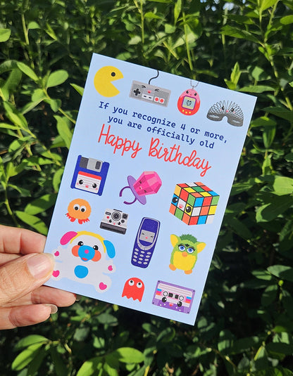 Retro grattiskort 80- och 90-tal – Roligt födelsedagskort med nostalgi!