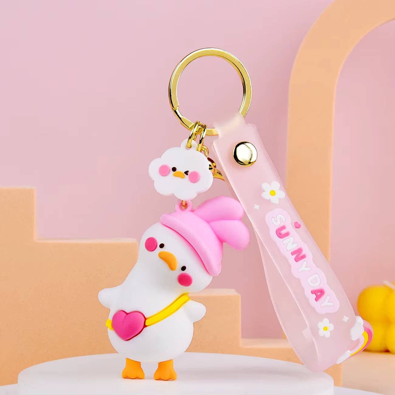 Kawaii Nyckelring Rosa Anka - Sunny Day Söt Accessoar