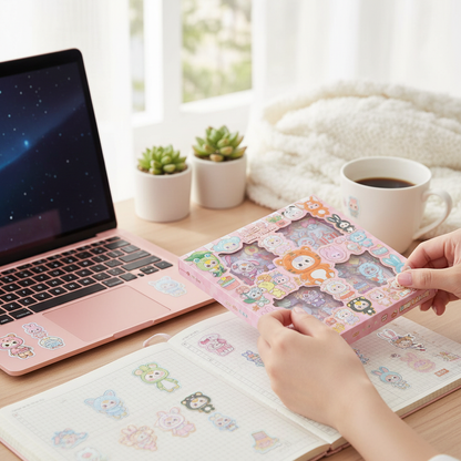 100-pack Baby Rosa Kawaii Stickers - Perfekt för Anime Dekoration & Personlig Stil - Lifestyle Background product photo