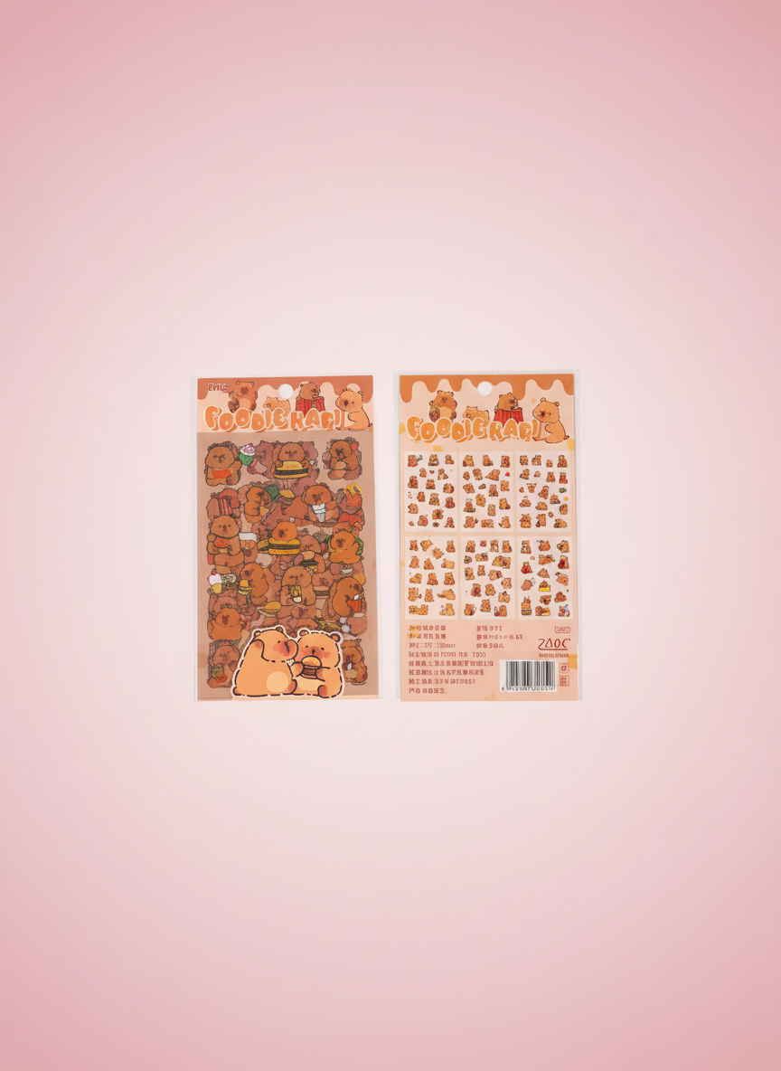 Stickerset Capybara - 6 Ark Stickers - Pink Panda Style product photo