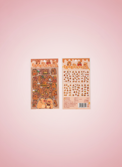 Stickerset Capybara - 6 Ark Stickers - Pink Panda Style product photo