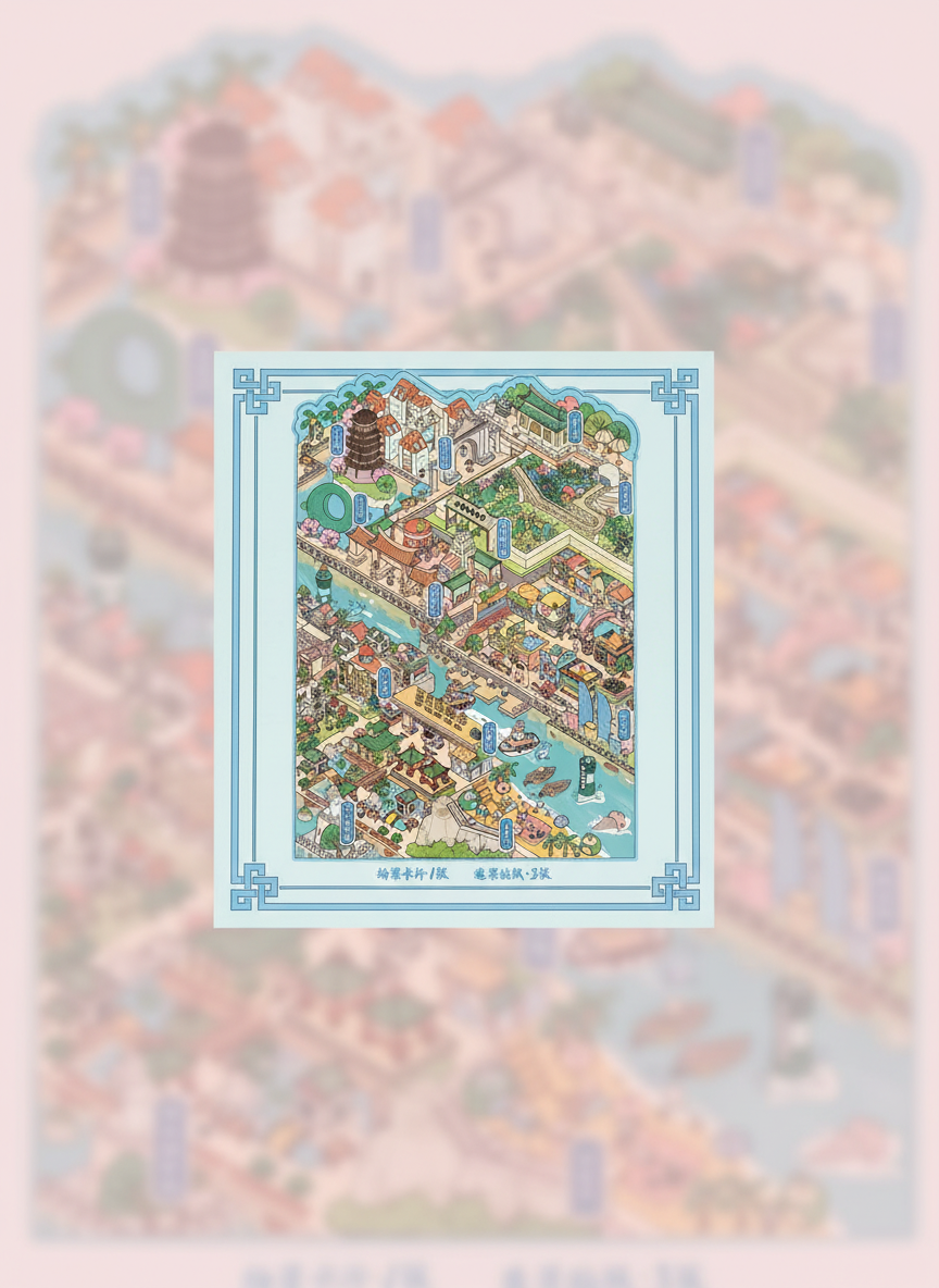 3d Sticker Scene- Liten Stad - Pink Panda Style product photo