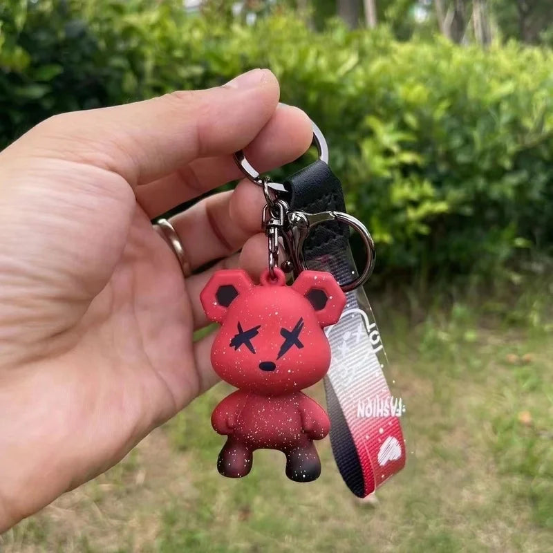 Röd Björn Nyckelring - Söt Kawaii Accessoar för Väskor och Nycklar