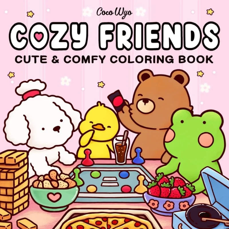 Målarbok för vuxna och barn - Cozy Friends kawaii-design