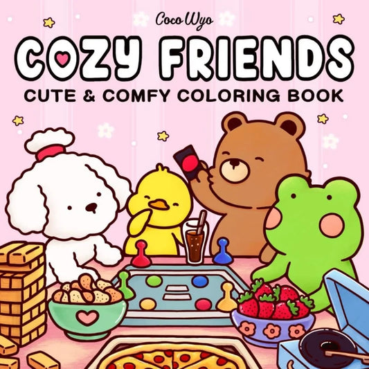 Målarbok för vuxna och barn - Cozy Friends kawaii-design