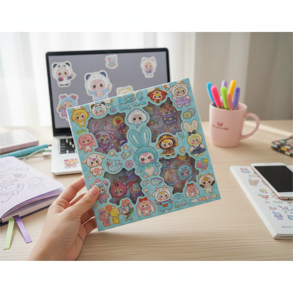 AI Generated Creative - 100-pack Baby Blå Kawaii Stickers - Perfekt för Anime Dekoration & Personlig Stil