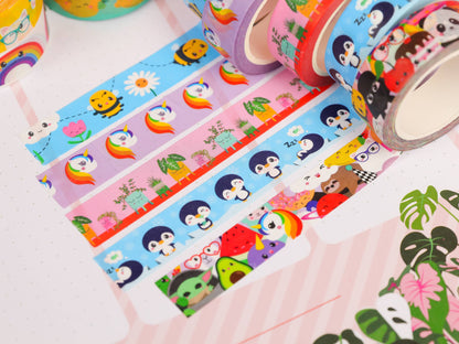 Kawaii Washi Tape - Enhörning, Yoda & Sushi för Bullet Journal & DIY