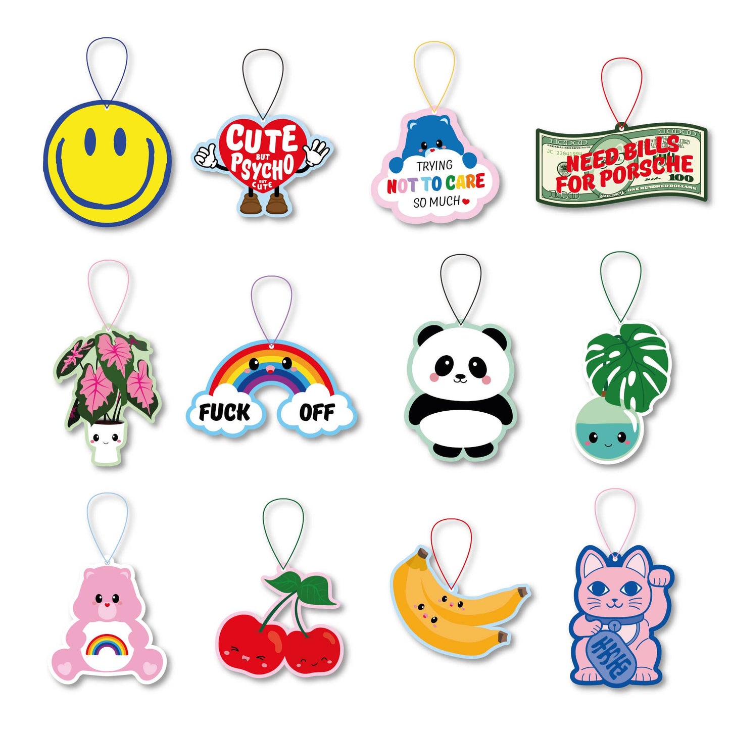 Care Bears Rosa Luftfräschare – Jordgubbsdoft för Bil & Hem (83x90mm)