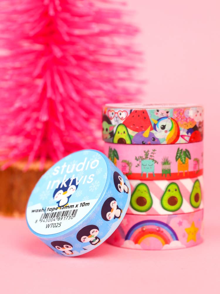 Kawaii Washi Tape - Enhörning, Yoda & Sushi för Bullet Journal & DIY