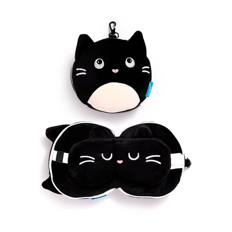 Relaxeazzz Feline fin katt plysch resa kudde & ögonmask
