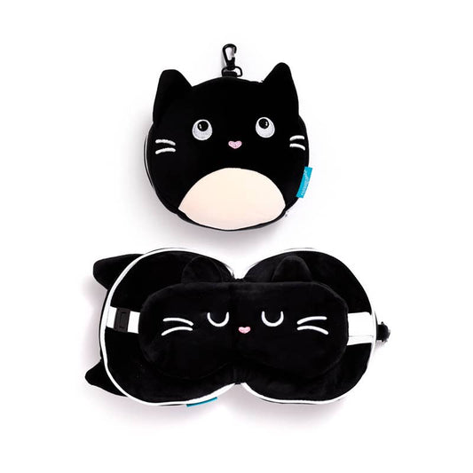 Relaxeazzz Feline fin katt plysch resa kudde & ögonmask